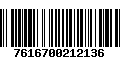 Código de Barras 7616700212136