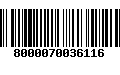 Código de Barras 8000070036116