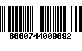 Código de Barras 8000744000092