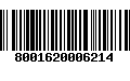 Código de Barras 8001620006214