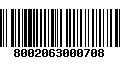 Código de Barras 8002063000708