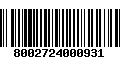 Código de Barras 8002724000931