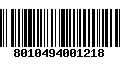 Código de Barras 8010494001218