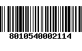 Código de Barras 8010540002114