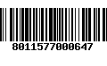 Código de Barras 8011577000647