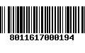 Código de Barras 8011617000194