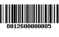 Código de Barras 8012600000085