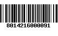 Código de Barras 8014216000091