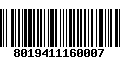 Código de Barras 8019411160007