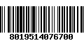 Código de Barras 8019514076700