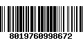 Código de Barras 8019760998672