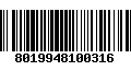 Código de Barras 8019948100316