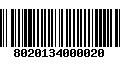 Código de Barras 8020134000020