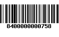 Código de Barras 8400000000758