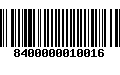 Código de Barras 8400000010016