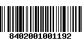 Código de Barras 8402001001192