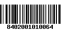 Código de Barras 8402001010064