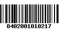 Código de Barras 8402001010217