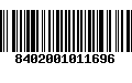 Código de Barras 8402001011696