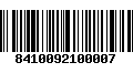 Código de Barras 8410092100007