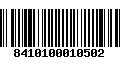 Código de Barras 8410100010502