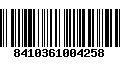 Código de Barras 8410361004258