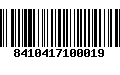 Código de Barras 8410417100019