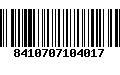 Código de Barras 8410707104017