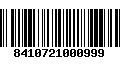 Código de Barras 8410721000999