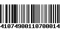 Código de Barras 8410749001107000149