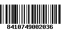 Código de Barras 8410749002036