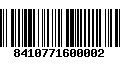 Código de Barras 8410771600002