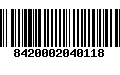 Código de Barras 8420002040118