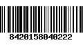 Código de Barras 8420158040222