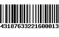 Código de Barras 8431876332216000139