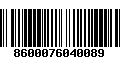 Código de Barras 8600076040089