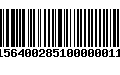 Código de Barras 91564002851000000116