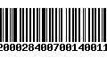 Código de Barras 92000284007001400119