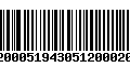 Código de Barras 92000519430512000200