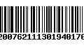 Código de Barras 92007621113019401709