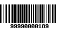 Código de Barras 99990000189