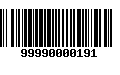 Código de Barras 99990000191